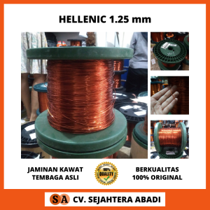 JAMINAN KAWAT TEMBAGA ASLI MERK HELLENIC Ukuran Tebal Kawat 1.25 125 mm 1.25mm 125mm Dijual per 100gr 100 Gram 1 Ons Dipakai Buat Gulung Dinamo Trafo Tamiya Generator Spull