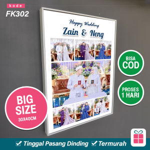 Kado/Hadiah Desain Cetak Foto Frame FIBER BLOCK Big Size 30x40 untuk Lamaran Pernikahan Ulang Tahun Wisuda CF FB3