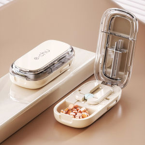 Portable Medicine Pill Cutter Box Tablet Splitter Storage Organizer Tablet Separator Dispenser Box Moisture-proof Travel Pill Container