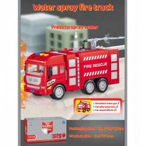 Aoduoyaya Inertial Fire Truck Toy with Water Spray Scalable Aerial Ladder Lights Music Boy Car Toy Mainan
