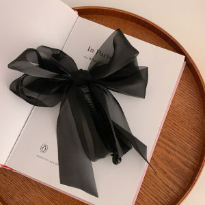 Plain Lace Mesh Hair Claw for Women Simple Big Bow Banana Clip Korean Style Elegant Ponytail Hairstyle Hairpins Girls Female Hair Accessories