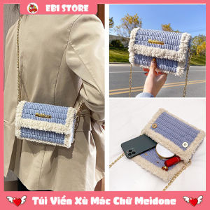 [Có Video HD] Túi Handmade Tự Đan Viền Xù Phối Màu Be Mác Chữ Meidone Đầy Đủ Phụ Kiện Dụng Cụ Đan Túi DIY - EB101