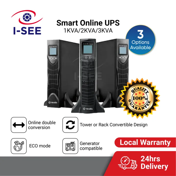 Smart Online UPS 1KVA/2KVA/3KVA Tower/ Rack Backup Power Supply for Power Failure Power Cut Protect CCTV, Desktop, NAS & Server