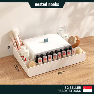 Stackable Desktop Cosmetics Organizer Makeup Storage Box with Drawer Lipsticks Holder Stationery Multipurpose Office Desk Box