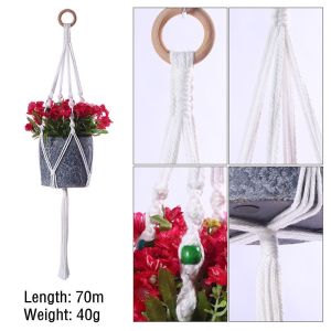 FUDESHE ตกแต่งสวน ตะขอเกี่ยว Macrame ตะกร้าแขวน ที่แขวนพืชสวน เชือกตะกร้าชาวไร่ ที่วางกระถางต้นไม้