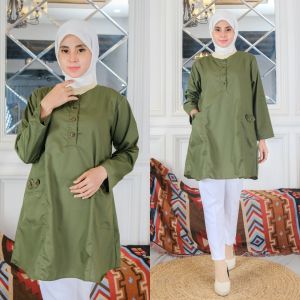 Tunik Putih Toyobo - Baju Kerja Polos - Atasan Wanita Katun Premium Import - Aniq storee