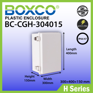 BOXCO BC-CGH-304015 (300×400×150 mm) IP67 Waterproof PC Plastic Enclosure Box with SUS hinge SUS latch and insert