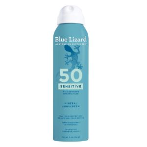 Blue Lizard Sensitive Mineral SPF 50 Sunscreen Lotion 100% Mineral Sunscreen UVA/UVB Protection Infused with organic Aloe Vera Soothes and Hydrates 5 fl oz