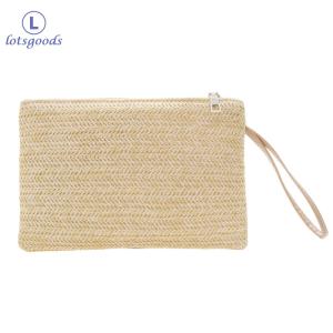 【New Arrival】 Fashion Women Bohemian Woven Wristlet Bag Beach Summer Pure Color Clutch Handbag