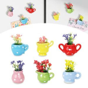 DSFDF 6/8Pcs กระเบื้อง แม่เหล็กแจกันขนาดเล็กสำหรับตู้เย็น สมัยใหม่ ทำเอง แผ่นติดตู้เย็นแจกัน ทนทาน ประณีต แจกันแม่เหล็กขนาดเล็ก ตกแต่งตู้เย็น