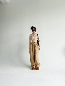 Double-Sided Fleece Two-Way Wear Womens Sweatpants 25 Winter High-Waisted Casual Jogger Sweatpants Fleece-Lined Straight-Leg Cotton Pants Wide-Leg Pants