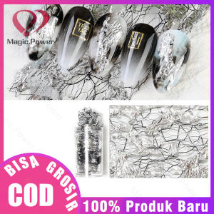 1 Pc Stiker Kuku 3D Transfer Air Bahan Mesh Foil Warna Gold Silver Untuk Aksesoris Nail Art