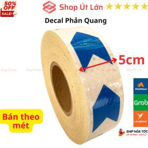 Decal phản quang mũi tên - Xanh Trắng rộng 5cm băng keo phản quang bán theo mét - Shop Út Lớn