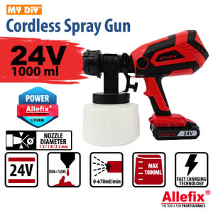 MYDIYHOMEDEPOT - ALLEFIX 900W Electric Spray Gun Paint Sprayer 800ML 3 Nozzles 1.0/1.5/2.5mm Adjustable 3 Spray Patterns