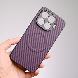 For Xiaomi 15T / 15T Pro Casing Carbon Fiber Pattern Leather Magnetic Hard Phone Case Cover