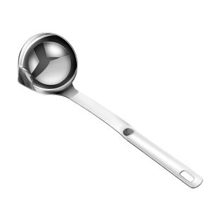 304 Stainless Steel Oil Separator Ladle Stainless Steel Scoop Filter Grease Spoon Colander Separation Cooking Colander Tools Home Kitchen