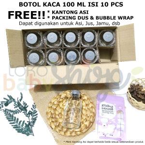 10 PCS Botol Asi 100ml Kaca dengan tutup BPA FREE Kantong Asi / Ice Gel buat stok di kulkas Jamu Jus