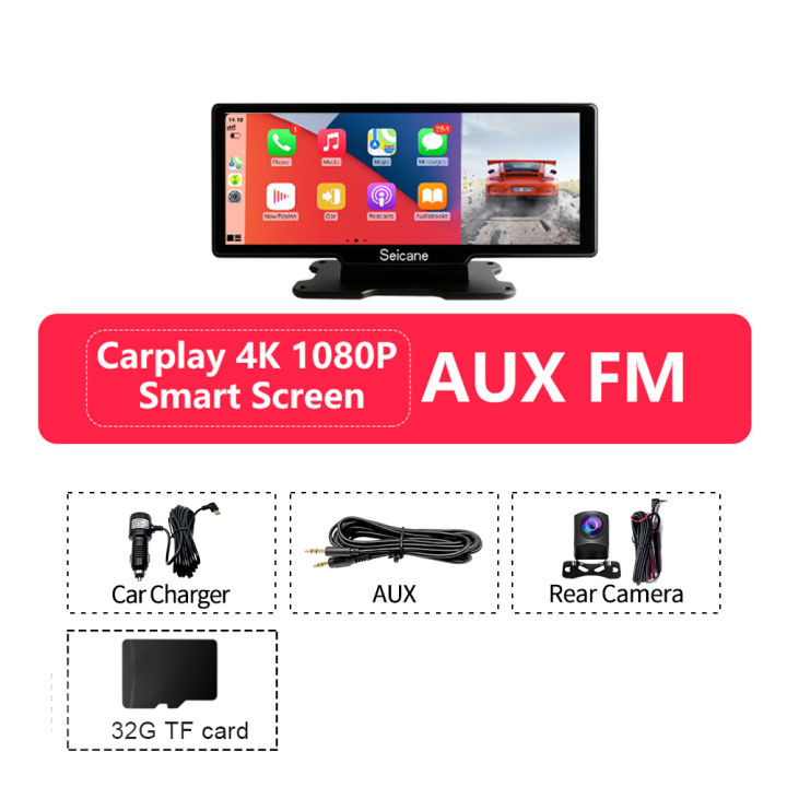 Seicane 4k 10 26 Car Carplay Dash Camera Dvr Android Auto Wifi Fm