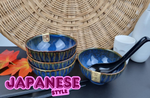 ถ้วยญี่ปุ่น ถ้วยเซรามิค ถ้วย 4.5 นิ้ว ถ้วยซุป ถ้วยน้ำเงิน