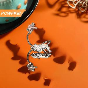 【PCWFKef】 คลิปหนีบหูกระดูกสแตนเลสแบบพังค์แบบเรียบง่ายสำหรับต่างหูสำหรับผู้หญิงเครื่องประดับแบบไม่ต้องเจาะหูคริสตัลรูปดาว