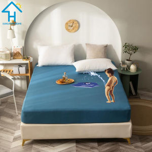 SUNLIGHT HOME Solid Color Waterproof BedsheetPlaid Striped Waterproof Bed SheetComfortable Mattress Protector