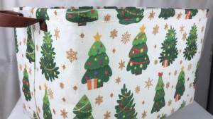 Rectangle Christmas BasketCandy Storage Basket with HandlesKids Gift StorageCute Canvas Organizer Bin for PetBooks BasketToys BinGift Baskets(Christmas Tree)