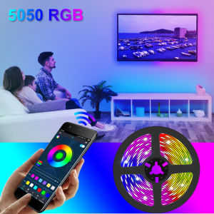 RGB Color LED Strip Light 5050 Bluetooth 5M Waterproof USB With 24 KEY Remote Lampu Led Hiasan Bilik Tidur Home Decoration For Gaming Room TV Backlight Led Lighting