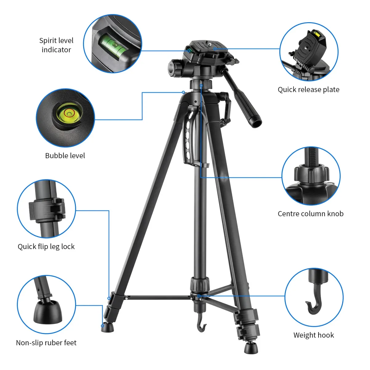 F3520T Tripod Professional Heavy Duty Aluminium Tripod & Pan Head for DSLR Camera Holder Stand