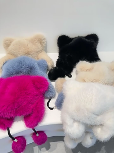 Winter Teenagers Bear Ear Shape Beanie Windproof Trapper Hat Ear Protector Hat Adult Winter Cycling Skiing Supplies