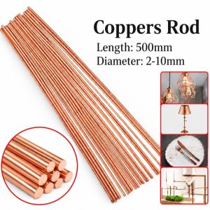 DIVATEN T2 Copper Copper Rod Diameter 2-10mm Length 500mm Metal Rod Durable Red Copper Bar