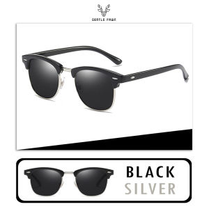GENTLE FAWN Kacamata Hitam Sunglasses Polarized Style Kotak Tr+Metal Model Club Master Fashion Pria Wanita 3016