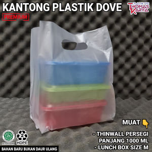 Plastik Dove 20x30 Motif THANK YOU isi 50 Kantong Thinwall Rectangle 1000ml / Tas Kresek Lunch Box M