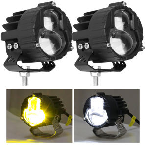 New Gourd Small Steel Cannon Yellow And White Dual Color Lens Motorcycle Spotlight Led Laser Light