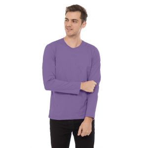 Kaos Polos Pria Oneck Lengan Panjang Bahan Katun Combed 30s Warna Ungu Lilac