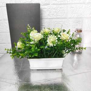 Tanaman Hias Artificial Pot Bunga Plastik Seruni Aurora Dekorasi Ruangan Rumah Ornamen COD PBP138