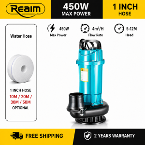 REAIM 1HP/2HP Submersible Water Pump High-Flow Electric Drainage Pump for Flood Control Agricultural Irrigation Farm and Pond