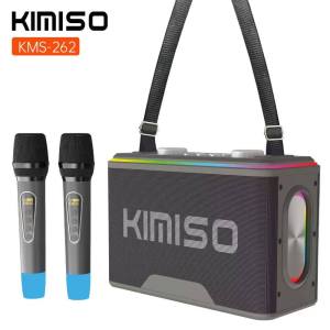 CHÍNH HÃNG | Loa Xách Tay Kimiso Kms-262 Bass Cực Mạnh Kèm 2 Mic Cao Cấp Đèn Led 7 Màu Pin 5-6h.