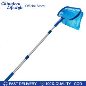Pond Removal Cleaning Leaf Rake Mesh Swimming Pool Skimmer Net w/Telescopic Pole