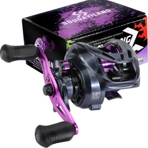 Kumparan Pancing Baitcasting Rol Memancing 8 + 1BB Rasio Gir 7.2:1 Rem Magnetik Tangan Kanan Kiri Umpan Bas Air Tawar dan Air Laut Pilihan Pertama untuk Pemula Memancing