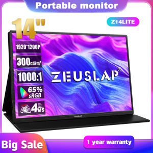 ZEUSLAP Z14 Lite 14" 16:10 Portable Monitor 1920*1200P 100%sRGB 300Cd/m² Travel Display for LG Gram Laptop Computer Extend Screen