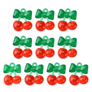 MillionGrid 10pcs nhựa trong suốt màu đỏ cherry dâu Mặt dây chuyền cho phụ nữ Vòng đeo tay vòng cổ tự làm đồ trang sức làm phụ kiện