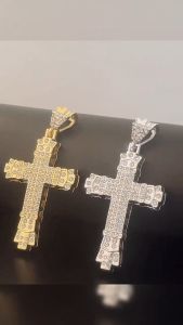 SK Hip Hop Diamond Exaggerated Retro Cross Pendant Men Women Jewelry