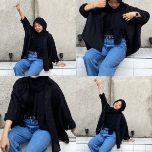 Kemeja Linen Oversize Shirt - Oversize Atasan Polos - Shirt Polos Kemeja