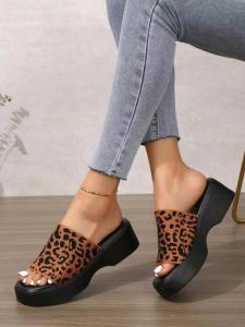 New One-Strap Wedge Heel Thick-Soled Slippers Large Size