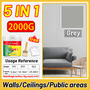 【Free brushes Gloves】GOMOO Indoor outdoor Wall Latex Paint Waterproofing Sun Rain Coating Self Brushing Wall Paint