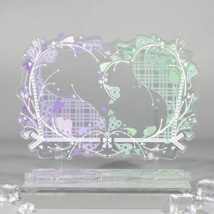 BETTERFORM Lãng mạn Khung ảnh đôi hình trái tim 3.5 inch Acrylic Hộp trưng bày thẻ anime Chất lượng cao Bộ sưu tập Giá đỡ thẻ ảnh đôi CP Trang trí nhà cửa