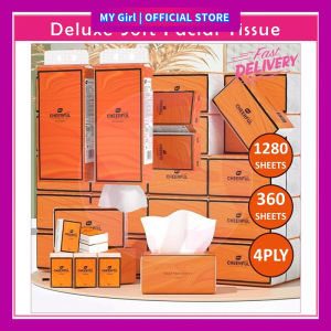 【MY Girl】Buy 1 Get 3 4packs 1500 sheets Wall-Mounted Toilet Tissue Paper 4layer Orange Facial Tissue