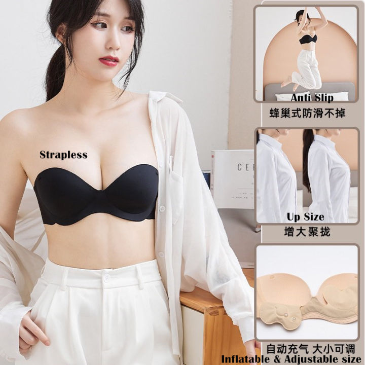 Bra with inflatable breasts