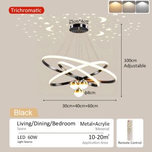 Modern LED Chandelier Nordic Pendent Lamp for Living Room Hanging Lights In Bedroom Ceiling Lamps Whit Remote Control