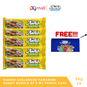Kiks Tamarind Candy Mango Avalanche Flavor 35g Bundle 5 with FREE Pencil Case - FG001827